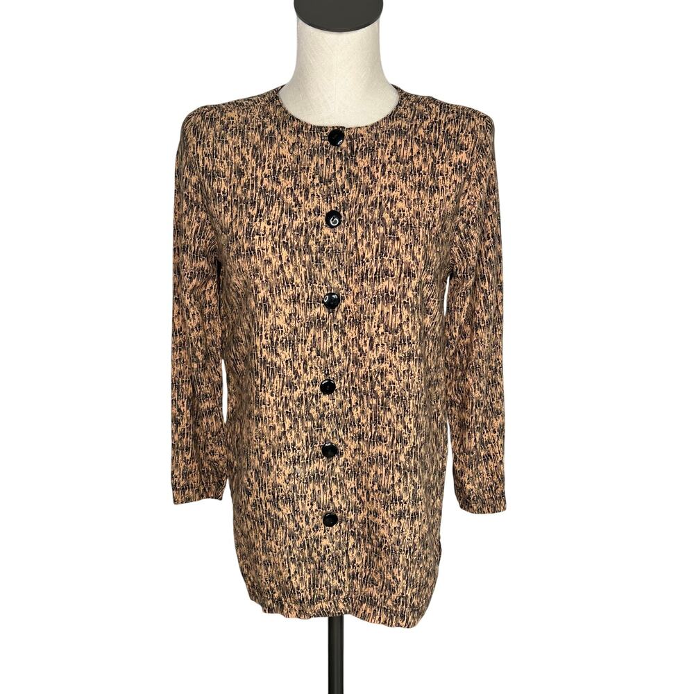 Vintage 80's Jaclyn Smith tan/black long sleeve tunic Size 6